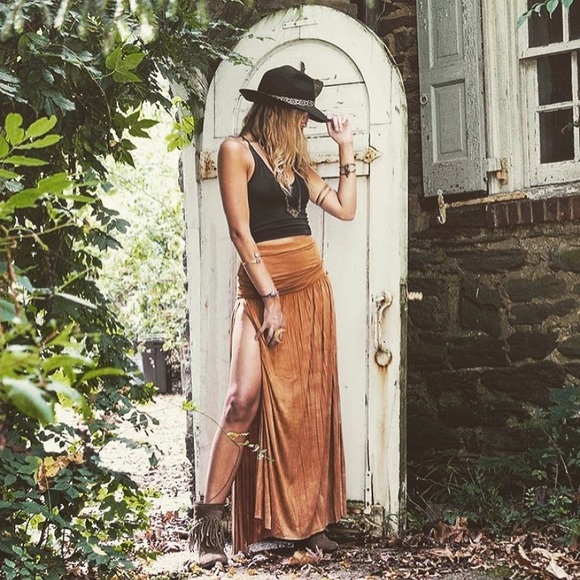 Tie Dye Side Slit Maxi Skirt - Festival Hippie Boho Tie Dyed Double Side Slits - Picture 11 of 17